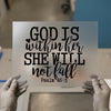 God Is Within Her She Will Not Fall | DTF Transfer Ready to Press | Inspirational Heat Transfer