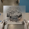 Mountain Lake Camp Scene | DTF Transfer Ready to Press | Adventure Heat Transfer