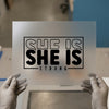 She Is Strong Empowerment | DTF Transfer Ready to Press | Bold Statement Heat Transfer