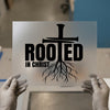 Rooted in Christ Cross | DTF Transfer Ready to Press | Faith Heat Transfer