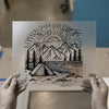 Mountain Lake Camp Scene | DTF Transfer Ready to Press | Adventure Heat Transfer