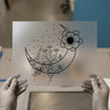 Celestial Floral Moon Design | DTF Transfer Ready to Press | Boho Heat Transfer