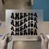 America Wavy Text | DTF Transfer Ready to Press | Retro Heat Transfer