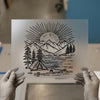 Mountain Lake Camp Scene | DTF Transfer Ready to Press | Adventure Heat Transfer