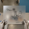Floral Saxophone Outline | DTF Transfer Ready to Press | Elegant Music Heat Transfer
