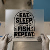 Eat Sleep Fish Repeat | DTF Transfer Ready to Press | Fishing Motif Heat Transfer