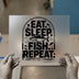 Eat Sleep Fish Repeat | DTF Transfer Ready to Press | Fishing Motif Heat Transfer