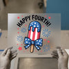 Happy Fourth Popsicle | DTF Transfer Ready to Press | Patriotic Heat Transfer