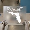 Florida Map Script with Heart | DTF Transfer Ready to Press | State Love Heat Transfer
