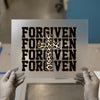 Forgiven Leopard Print Cross | DTF Transfer Ready to Press | Faith & Animal Print Heat Transfer