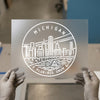 Michigan Cityscape | DTF Transfer Ready to Press | Outline Style Heat Transfer