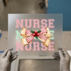 Christmas Nurse Bow | DTF Transfer Ready to Press | Festive Healthcare Heat Transfer