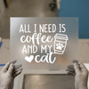 Coffee and Cat Lover Quote | DTF Transfer Ready to Press | Cozy Script Heat Transfer