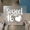 Sweet 16 Hearts Script | DTF Transfer Ready to Press | Celebration Heat Transfer
