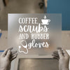 Coffee Scrubs & Rubber Gloves | DTF Transfer Ready to Press | Medical Art Heat Transfer