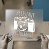 Assistant Photographer Camera | DTF Transfer Ready to Press | Sketch Style Heat Transfer