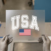 USA College Arch with Flag | DTF Transfer Ready to Press | Patriotic Heat Transfer