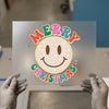 Retro Smiley Merry Christmas | DTF Transfer Ready to Press | Leopard Print Heat Transfer