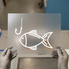 Fish & Hook Outline | DTF Transfer Ready to Press | Minimalist Heat Transfer
