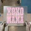 XOXO Mama with Bow | DTF Transfer Ready to Press | Pink Distressed Heat Transfer