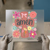 Floral Cross 'Amen' | DTF Transfer Ready to Press | Faith Heat Transfer