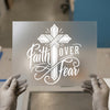 Faith Over Fear Cross | DTF Transfer Ready to Press | Inspirational Heat Transfer