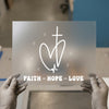 Faith Hope Love Heart & Cross | DTF Transfer Ready to Press | Inspirational Heat Transfer