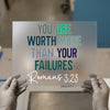 You Are Worth More Than Your Failures Romans 3:23 | DTF Transfer Ready to Press | Inspirational Heat Transfer