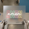 Amen Collegiate Script | DTF Transfer Ready to Press | Retro Faith Heat Transfer