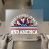 She Loves Jesus and America Sunflower | DTF Transfer Ready to Press | Patriotic Heat Transfer