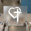 Brushstroke Heart Cross | DTF Transfer Ready to Press | Christian Faith Heat Transfer