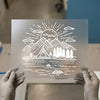 Mountain Camping Scene | DTF Transfer Ready to Press | Outline Art Heat Transfer