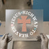 Jesus Highway to Heaven Cross | DTF Transfer Ready to Press | Faith Heat Transfer