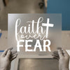 Faith Over Fear Cross | DTF Transfer Ready to Press | Inspirational Heat Transfer