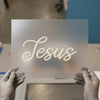 Pearlescent 'Jesus' Script | DTF Transfer Ready to Press | Elegant Heat Transfer