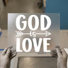 God is Love Arrow | DTF Transfer Ready to Press | Faith Heat Transfer