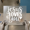 Jesus Loves You Heart | DTF Transfer Ready to Press | Script Heat Transfer