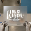 He Is Risen Matthew 28:6 | DTF Transfer Ready to Press | Religious Scripture Heat Transfer