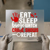 Eat Sleep Binge Watch Crime Shows Repeat | DTF Transfer Ready to Press | True Crime Heat Transfer