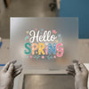 Hello Spring Lettering | DTF Transfer Ready to Press | Floral Heat Transfer