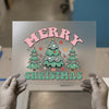 Retro Groovy Merry Christmas Trees | DTF Transfer Ready to Press | Holiday Heat Transfer