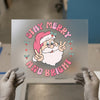 Retro Santa 'Stay Merry' | DTF Transfer Ready to Press | Groovy Heat Transfer