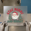 Stay Merry and Bright DTF Transfer Ready to Press | Retro Santa Heat Transfer