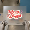 Merry and Bright | DTF Transfer Ready to Press | Retro Holiday Heat Transfer
