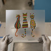Embroidered Folk Art Cats | DTF Transfer Ready to Press | Bohemian Heat Transfer