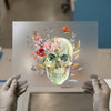 Floral Skull Watercolor | DTF Transfer Ready to Press | Boho Gothic Heat Transfer