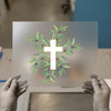 Cross with Olive Branches | DTF Transfer Ready to Press | Religious Floral Heat Transfer