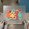 Paw Print Love Flowers | DTF Transfer Ready to Press | Retro Heat Transfer