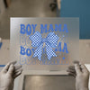 Boy Mama Blue Bow DTF Transfer Ready to Press | Retro Style Heat Transfer