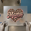 Leopard Mama Heart | DTF Transfer Ready to Press | Retro Heat Transfer